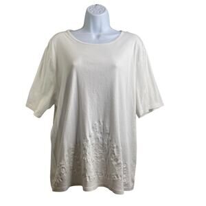 Lauren Ralph‎ Lauren Women's White Eyelet Top Size 3X Lagenlook Coastal Preppy
